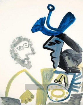  picasso - Deux bustes profil I 1972 cubisme Pablo Picasso